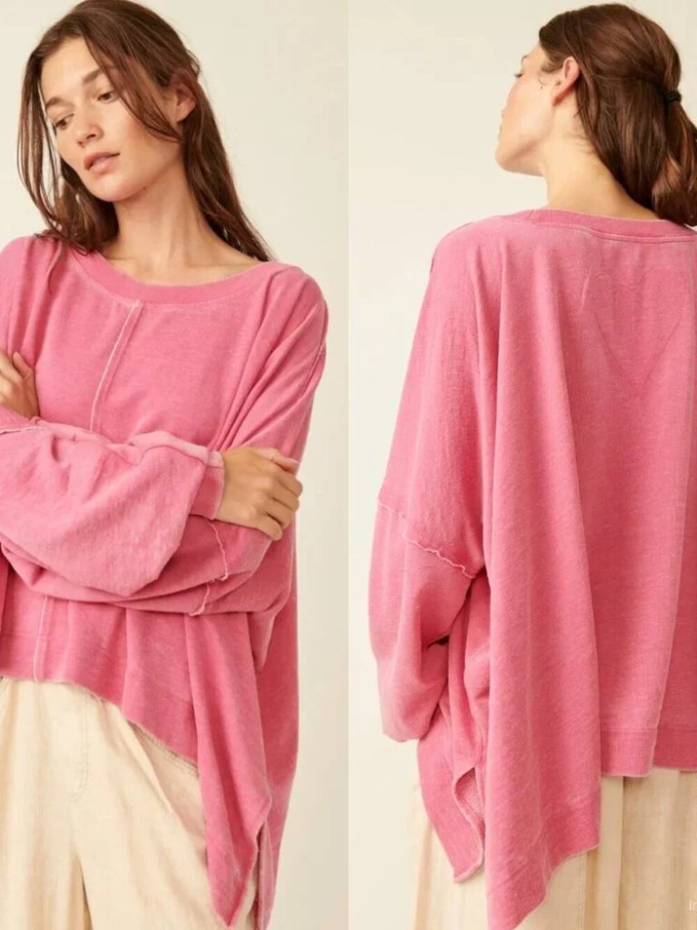 Free People Daisy Sweatshirt- Dragonfruit Sorbet - Picture 2 of 9